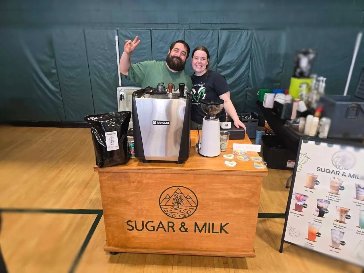 Sugar & Milk espresso cart set up at a private event